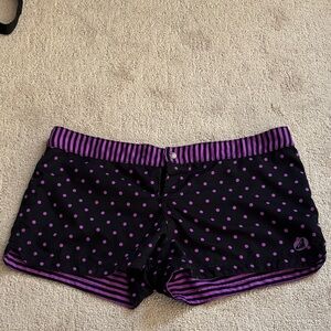 Roxy Black and Purple Polka Dot Athletic Shorts